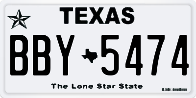 TX license plate BBY5474