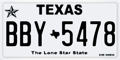 TX license plate BBY5478