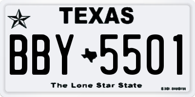 TX license plate BBY5501