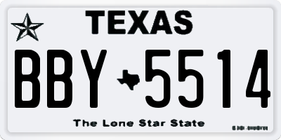 TX license plate BBY5514