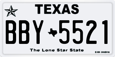 TX license plate BBY5521