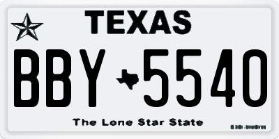 TX license plate BBY5540