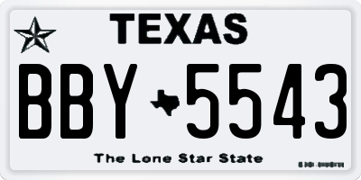TX license plate BBY5543