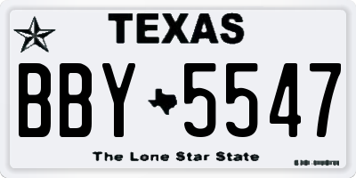 TX license plate BBY5547