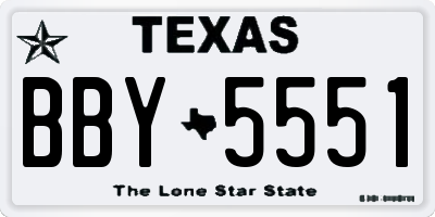 TX license plate BBY5551