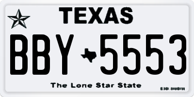 TX license plate BBY5553