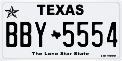 TX license plate BBY5554