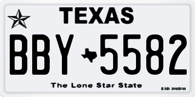 TX license plate BBY5582