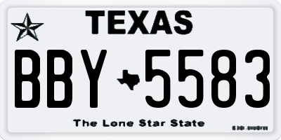 TX license plate BBY5583
