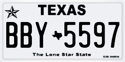 TX license plate BBY5597