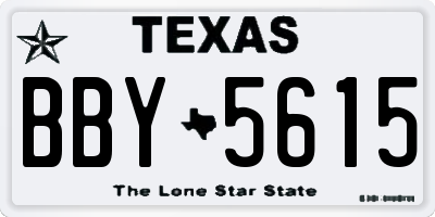 TX license plate BBY5615
