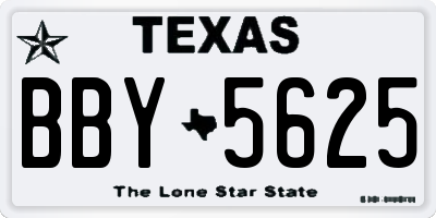 TX license plate BBY5625