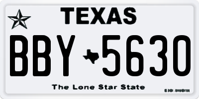 TX license plate BBY5630