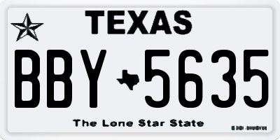 TX license plate BBY5635