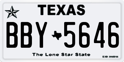 TX license plate BBY5646