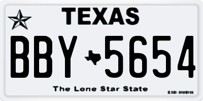 TX license plate BBY5654