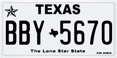 TX license plate BBY5670