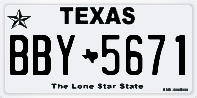 TX license plate BBY5671