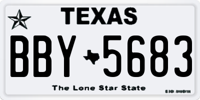 TX license plate BBY5683