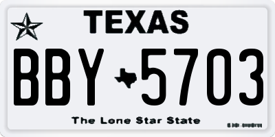 TX license plate BBY5703