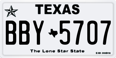 TX license plate BBY5707