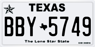 TX license plate BBY5749