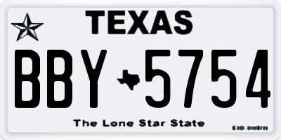 TX license plate BBY5754