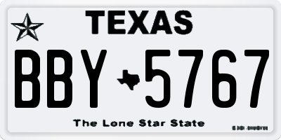 TX license plate BBY5767