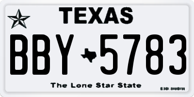 TX license plate BBY5783