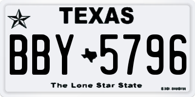 TX license plate BBY5796