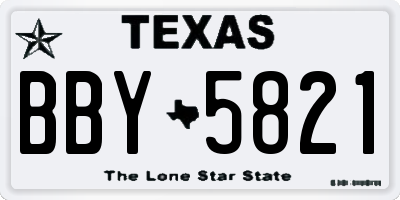 TX license plate BBY5821