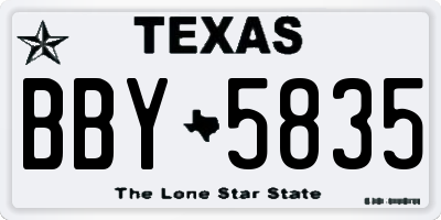 TX license plate BBY5835
