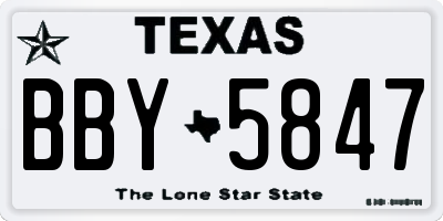 TX license plate BBY5847