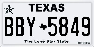 TX license plate BBY5849