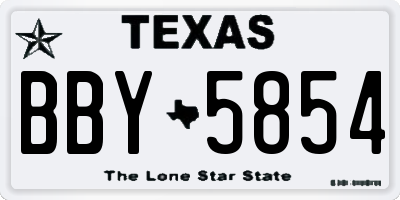 TX license plate BBY5854