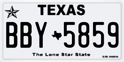 TX license plate BBY5859
