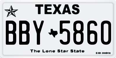 TX license plate BBY5860