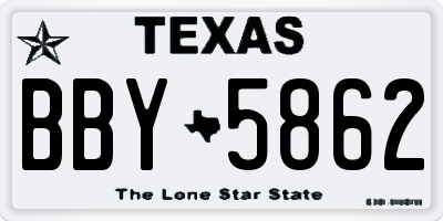 TX license plate BBY5862