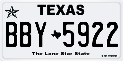TX license plate BBY5922