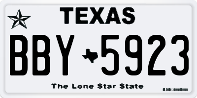 TX license plate BBY5923