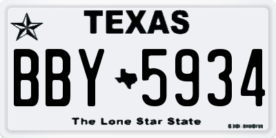 TX license plate BBY5934