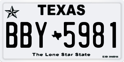 TX license plate BBY5981