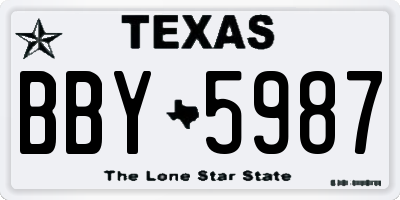 TX license plate BBY5987