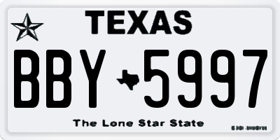 TX license plate BBY5997