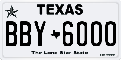 TX license plate BBY6000