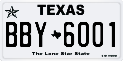 TX license plate BBY6001