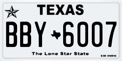 TX license plate BBY6007