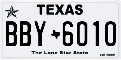 TX license plate BBY6010