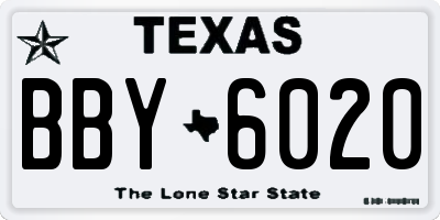 TX license plate BBY6020