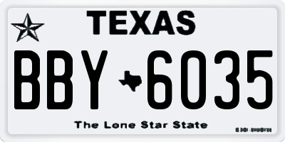 TX license plate BBY6035